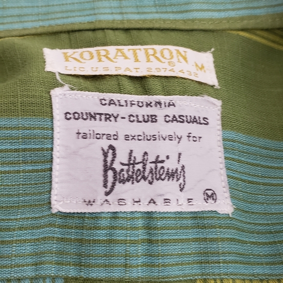 Vintage Koratron button down shirt green stripes - Picture 3 of 3